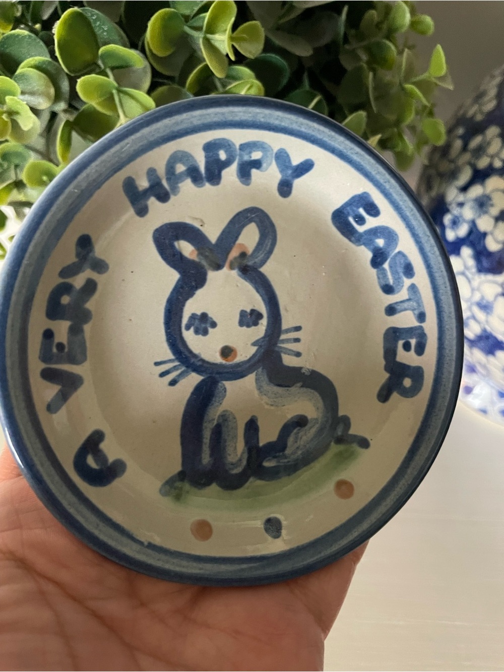 M.A. Hadley "A Very Happy Easter” Bunny Rabbit Trinket/Coaster 4.25”